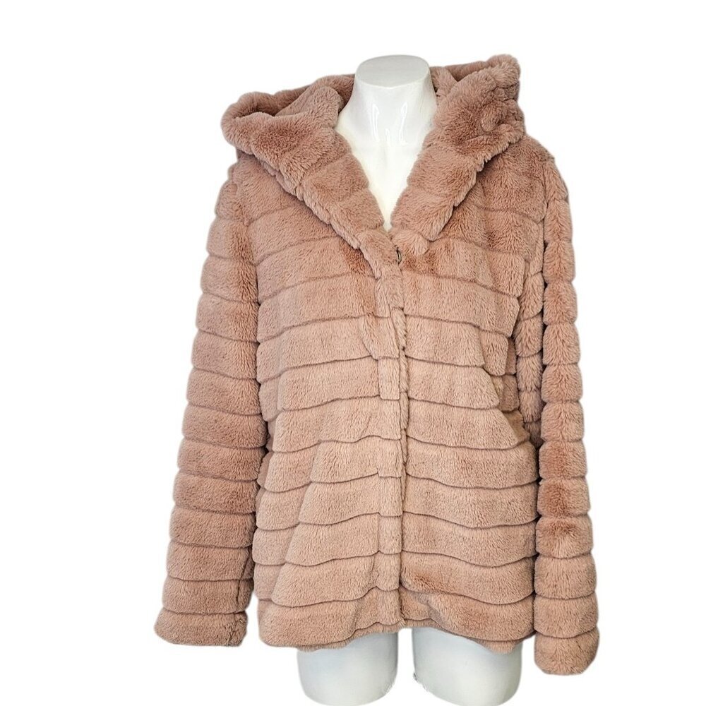 Robin Womens Fluffy Ultra Soft Hooded Jacket, Pockets, Hooded, Pink, 38/US 8